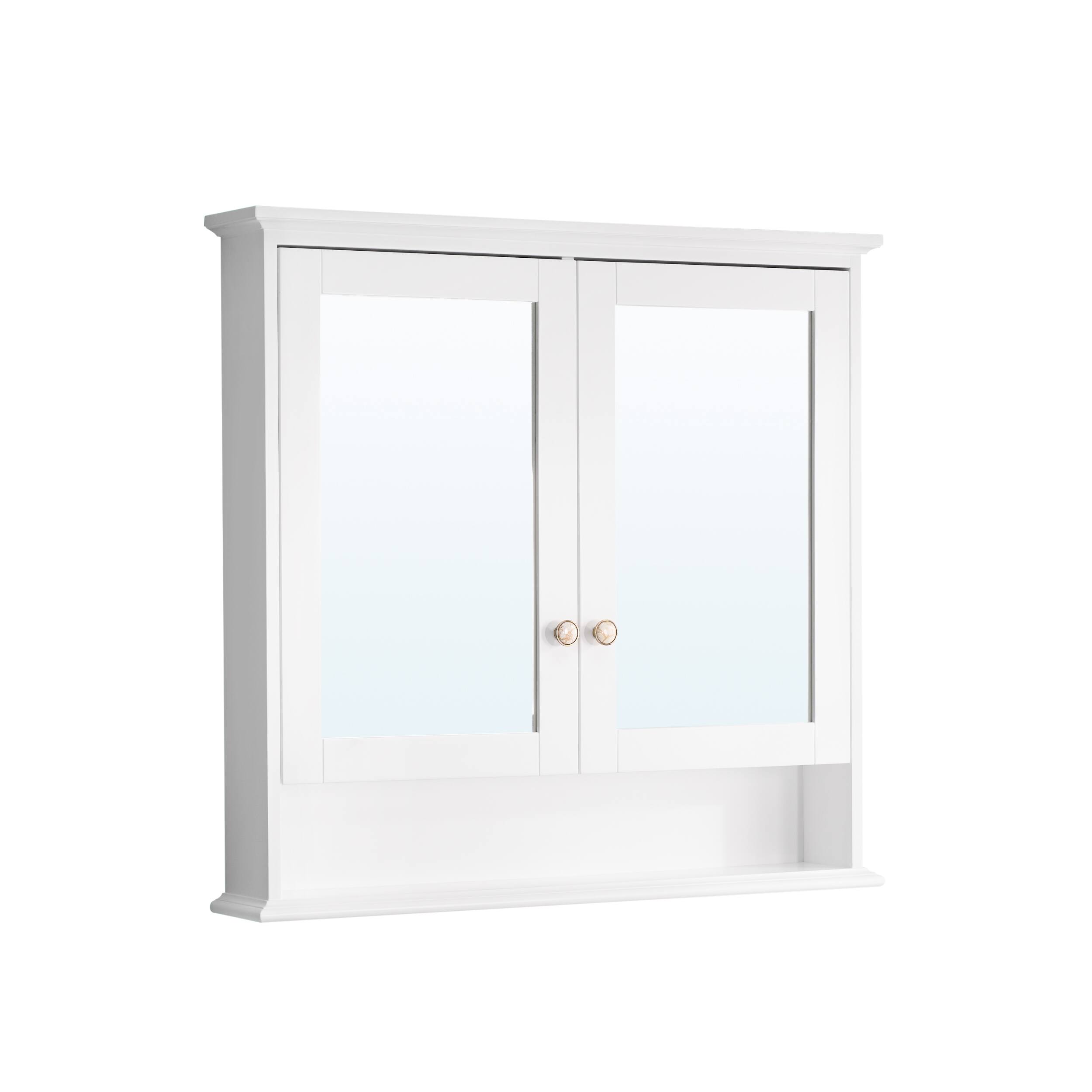 Alt View 8. WELLFOR - 36-Inch W x 24-Inch H Surface-Mount Solid Rubberwood Medicine Cabinet with Double Mirrored Doors - White.