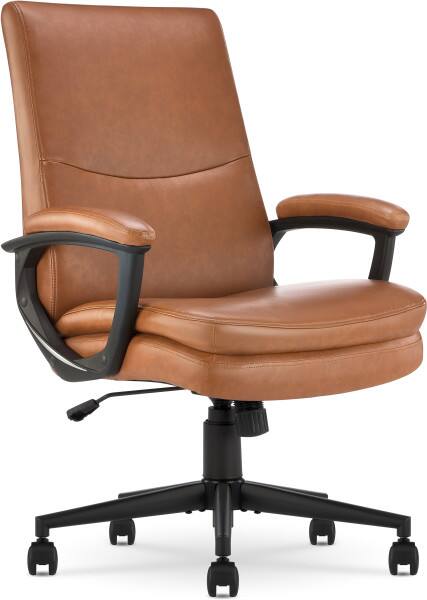 Angle. Serta - Serta® Comfort Modern Executive Office Chair, Cognac Bonded Leather - Cognac.