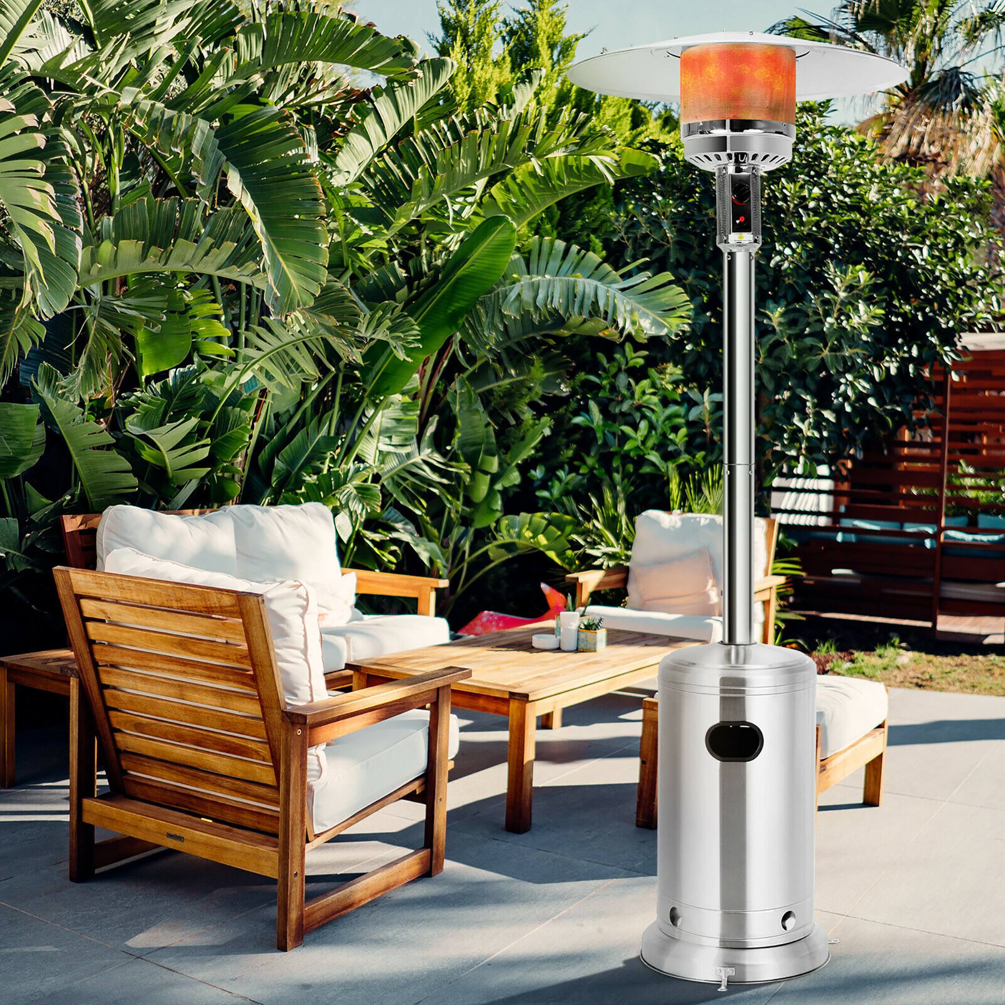 Alt View 8. Costway - Costway 50000 BTU Propane Patio Heater Standing Steel with Wheels - Silver.