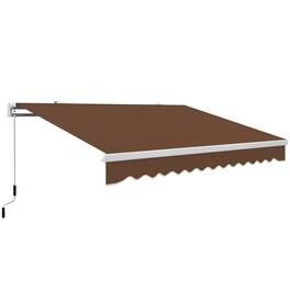 Outsunny - 13' x 8' Retractable Awning, Patio Awnings, Sunshade Shelter w/ Manual Crank Handle, UV & Water-Resistant Fabric - Coffee