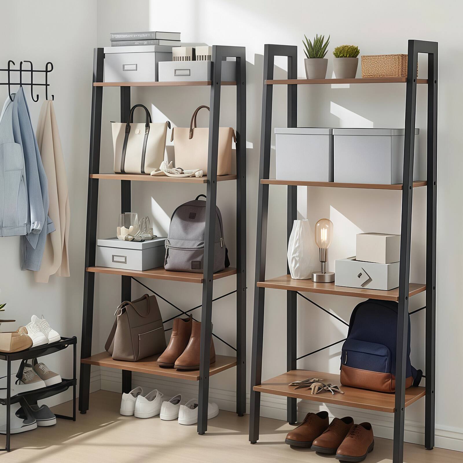 Alt View 1. Lirago - 4-Tier Metal Storage Shelves Small Storage Shelves ( 24.8-in H x 13.58-in W x 4.13-in D ) - Black.