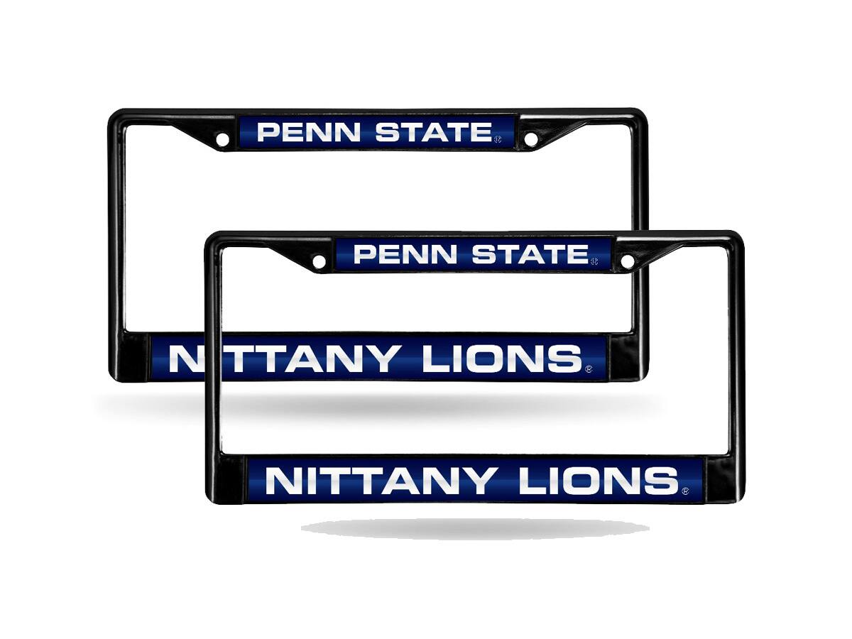 Penn State Nittany Lions Black Metal Laser License Plate Frame - Set of 2 Frames