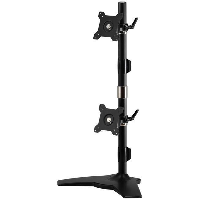 Front. Amer Networks - Amer Mounts Stand Based Vertical Dual Monitor Mount for two 15"-24" LCD/LED Flat Panels - Supports up to 26.5lb - Black.