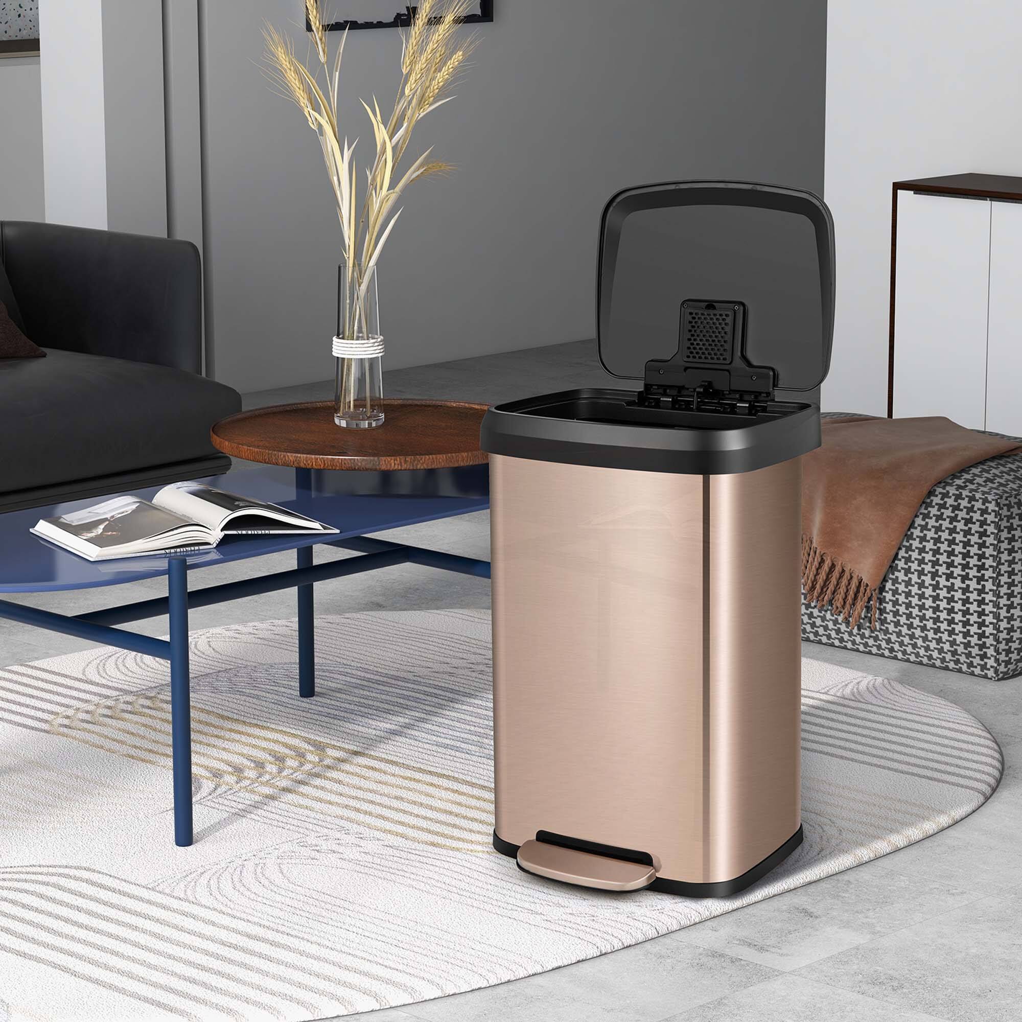 Alt View 3. Costway - Costway 13.2 Gallon Step Trash Can Stainless Steel Airtight Garbage Bin for Home Kitchen - Rose Gold.