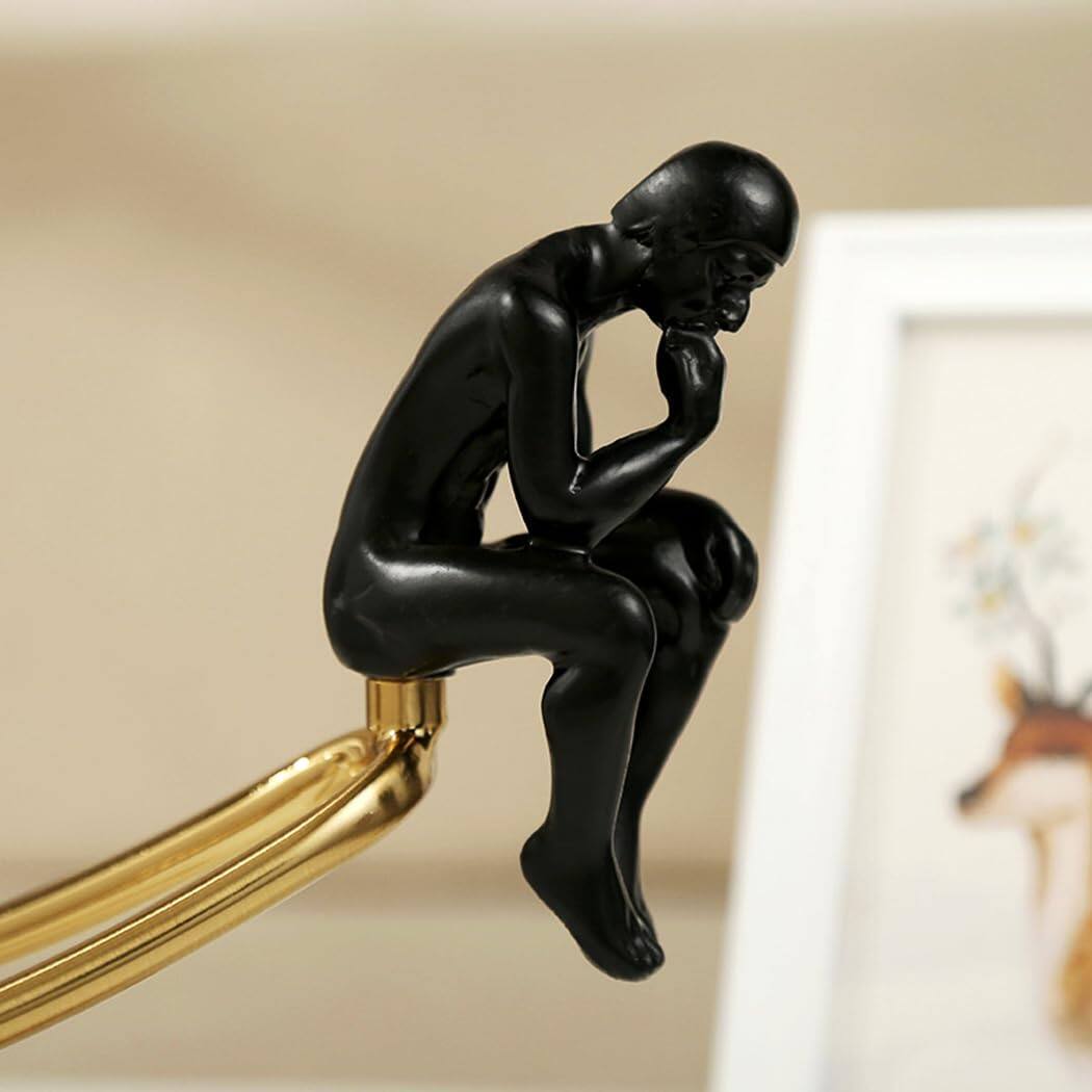 Alt View 7. Refined Abode Design - The Thinker Statue Thinking Man Statues With Crystal Ball Sculptures Collectible Figurine Home Decor Living.