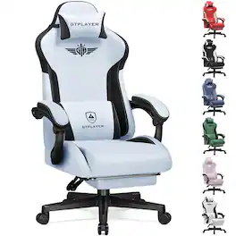 GTPlayer - Ergonomic Gaming Chair Fabric Computer Office Chair Big and Tall Games Chair - Light Blue