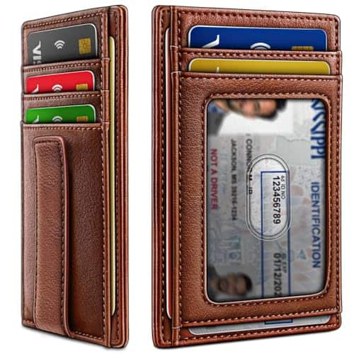 Vulpecula Spade - Men Wallet,Slim Leather Wallet Money Clip Card Hodler For Men Gift 8 Cards RFID Blocking - Brick Brown7490