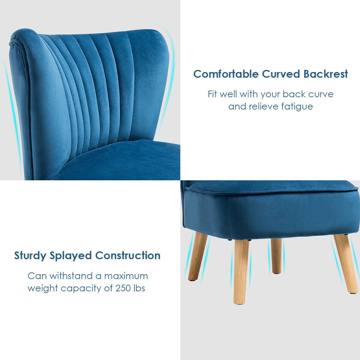 Comfortable Curved Backrest  
Fit well with your back curve and relieve fatigue  

Sturdy Splayed Construction  
Can withstand a maximum weight capacity of 250 lbs