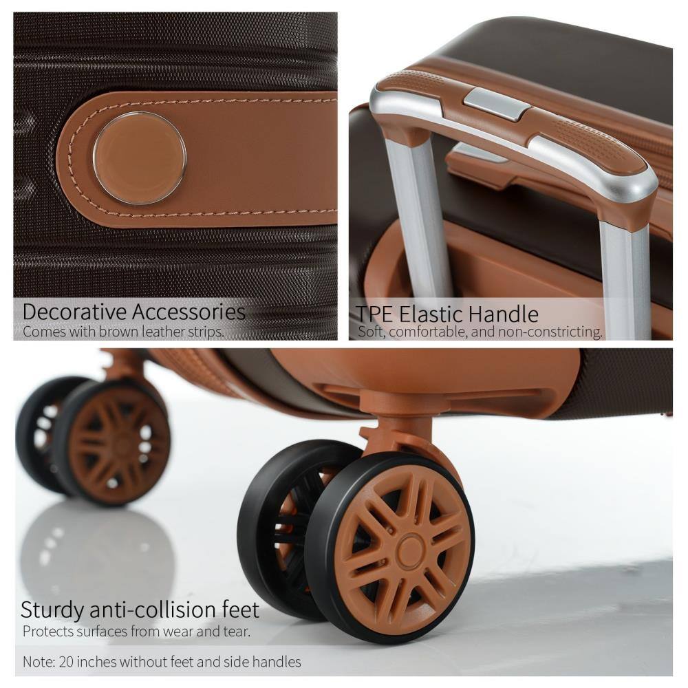 Decorative Accessories  
Comes with brown leather strips.

TPE Elastic Handle  
Soft, comfortable, and non-constricting.

Sturdy anti-collision feet  
Protects surfaces from wear and tear.

Note: 20 inches without feet and side handles