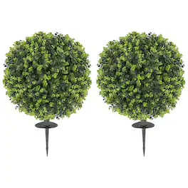 Homcom - Pack 1.3ft Artificial Ball Eucalyptus Topiary with Ground Stake - Green
