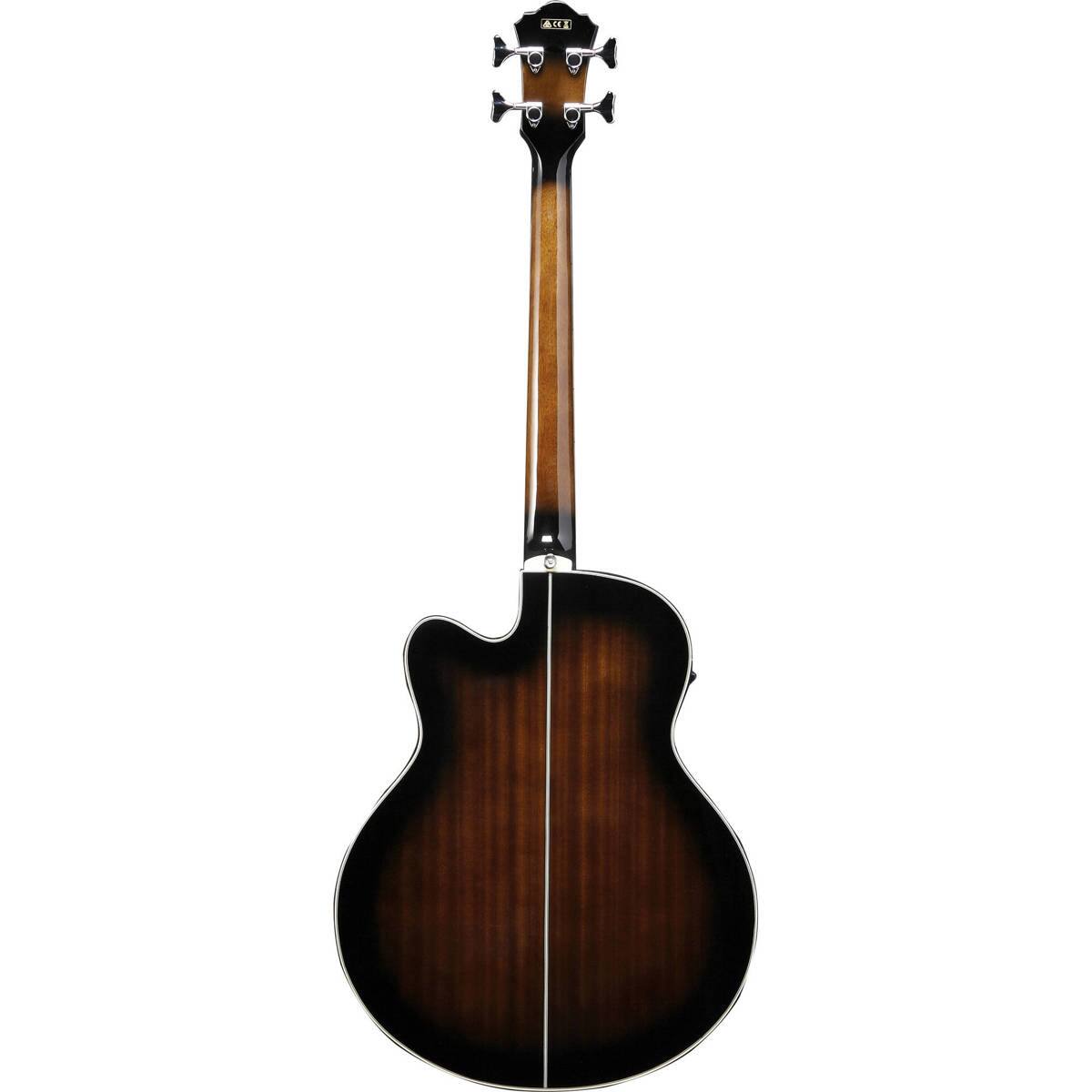 Alt View 2. Ibanez - Ibanez AEB10E Acoustic Electric Bass Guitar, Dark Violin Sunburst High Gloss.