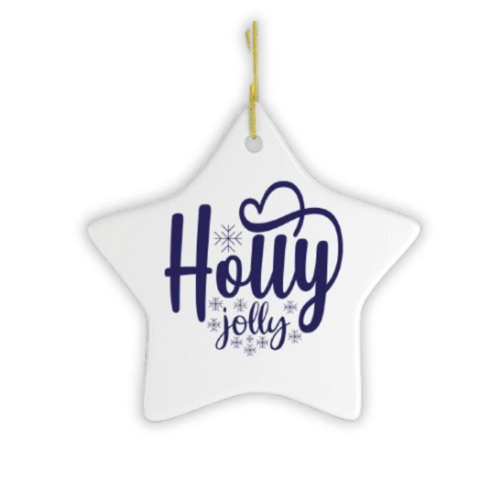 Front. OrnamentallyYou - Holly Jolly Christmas Ornament - Multi-colored.