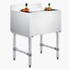 Front. VEVOR - Commercial Ice Bin, 65.1 Qt Max Capacity, 24 x 19 x 33 Inch Stainless Steel Ice Chest with Sliding Lid and Bottle - Silver.