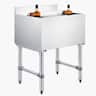 VEVOR - Commercial Ice Bin, 65.1 Qt Max Capacity, 24 x 19 x 33 Inch Stainless Steel Ice Chest with Sliding Lid and Bottle - Silver