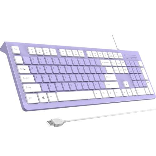 Stamp n Camp - Wired Backlit Lighted Computer With 8° Adjustable Stand Design Spill-proof Keys Cable Compatible Windows & Ergonomic - Purple-1-Pack