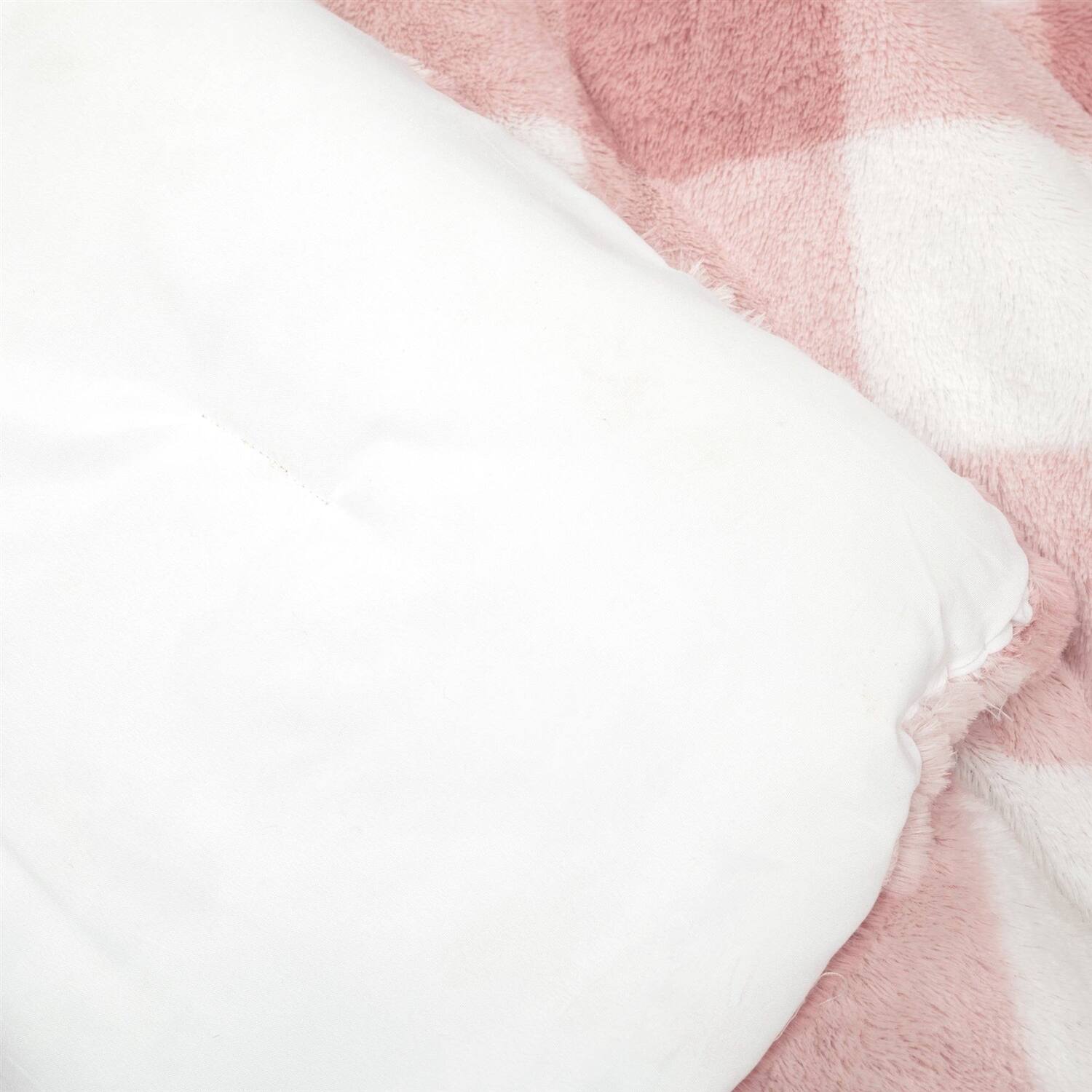 Alt View 1. Hivvago - Twin Size Plaid Soft Faux Fur Comforter Set in Pink Blush - Pink Blush.