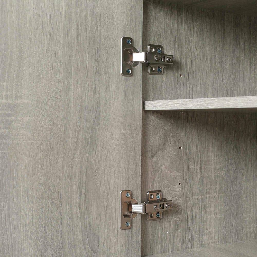 Angle. Kadyn - 72" Kitchen Buffet with Hutch, Freestanding Pantry Cabinet with Utility Drawer, 2 Door Cabinets, Gray Wood Grain - Gray.