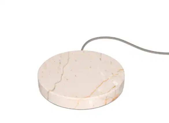 Front. Einova - Stone 10W Wireless Charging Pad for Qi-enabled Devices - Cream Marble.