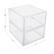 The dimensions of the plastic container are 3.5" x 3.5" x 7.5" x 6".