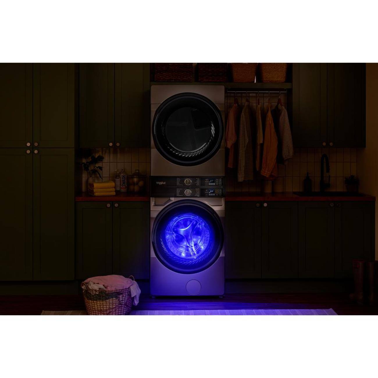 Alt View 9. Whirlpool - Smart Front Load Laundry Tower 4.5 Cu. Ft. Washer and 7.4 Cu. Ft. Electric Dryer with UV Clean Technology - White.