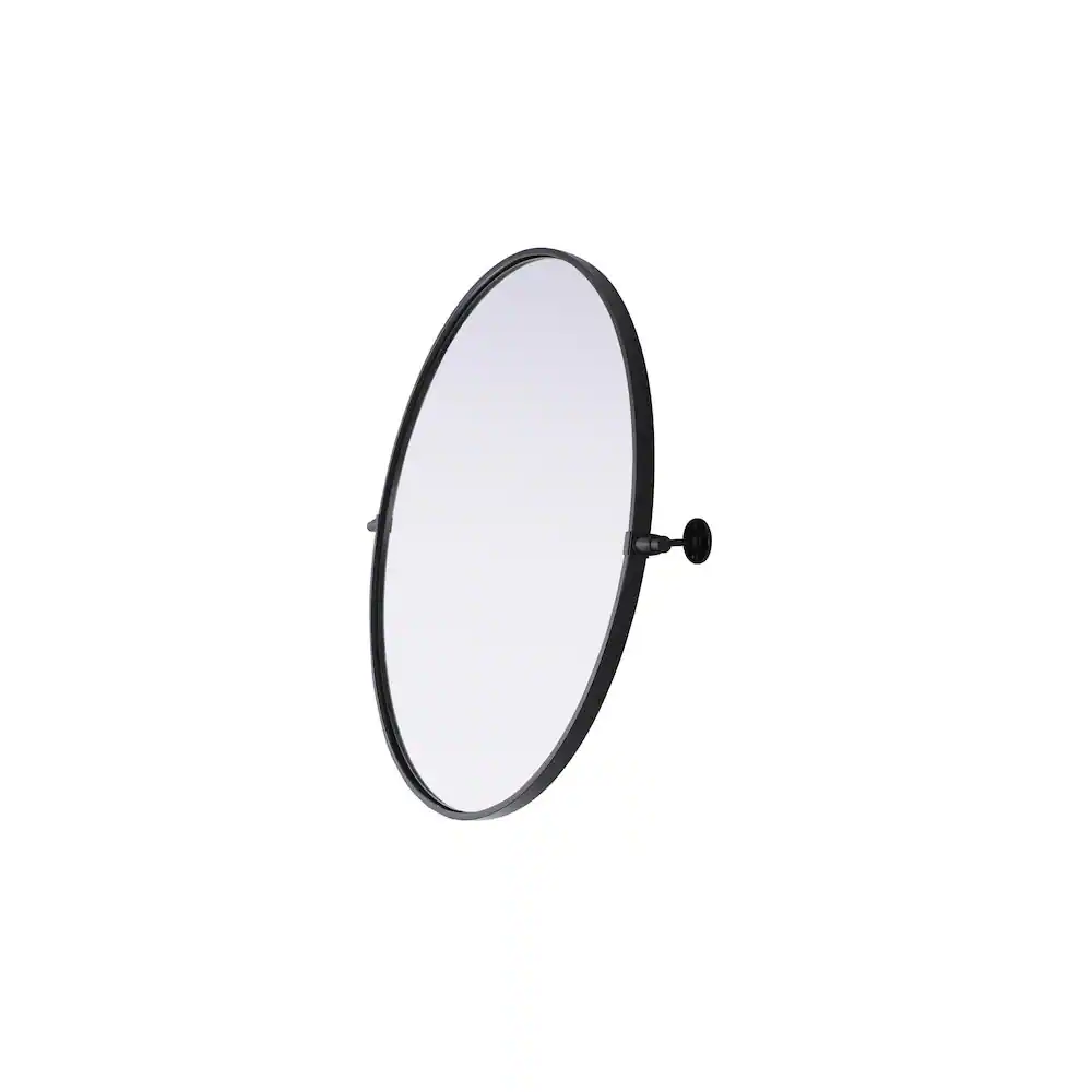 Left. Elegant Kitchen and Bath - Amoura 30X30 Pivot Mirror In Black - Black.