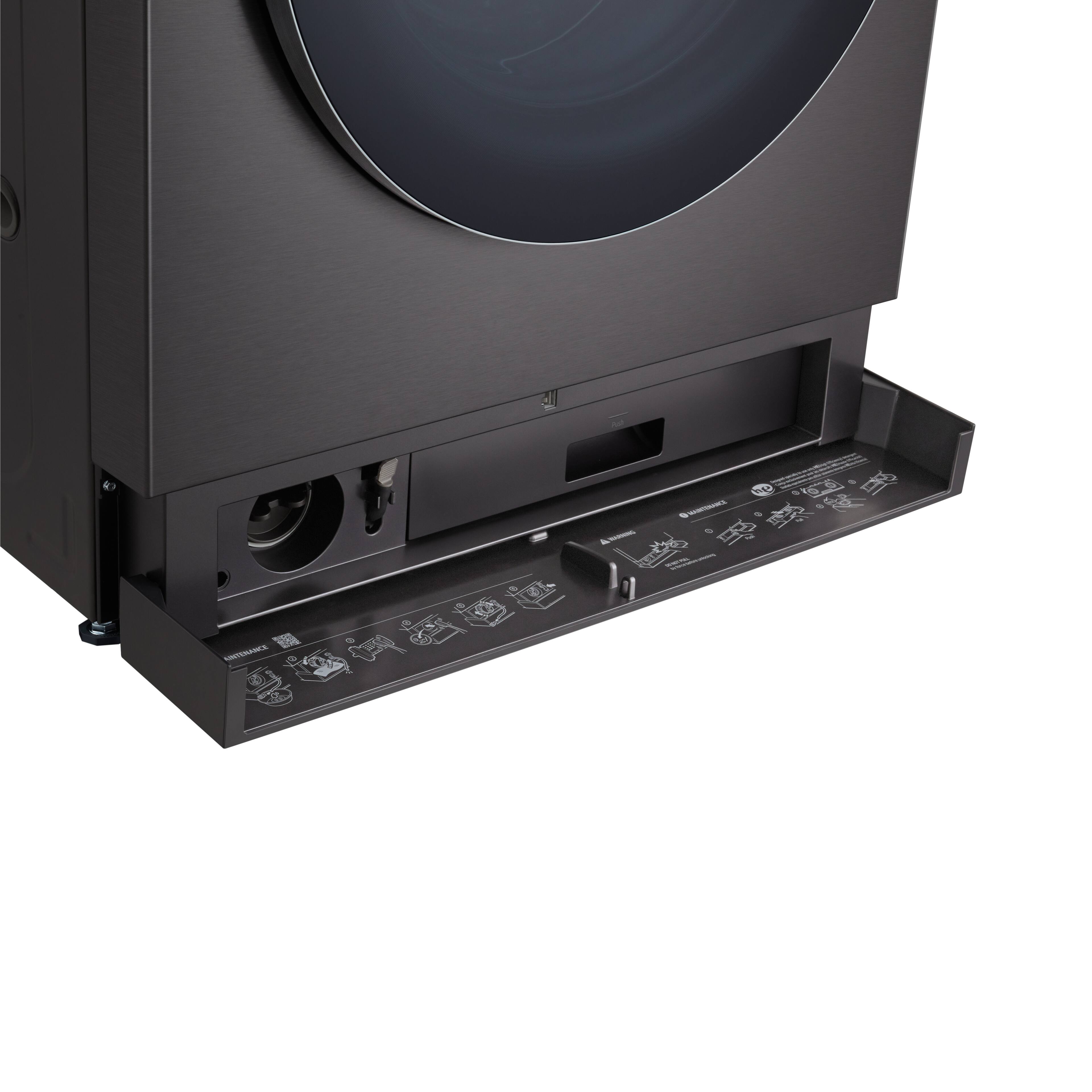 Alt View 14. LG - SIGNATURE 5.8 Cu. Ft. High-Efficiency Stackable Smart Front Load Washer with Steam and ezDispense - Brushed Black Steel.