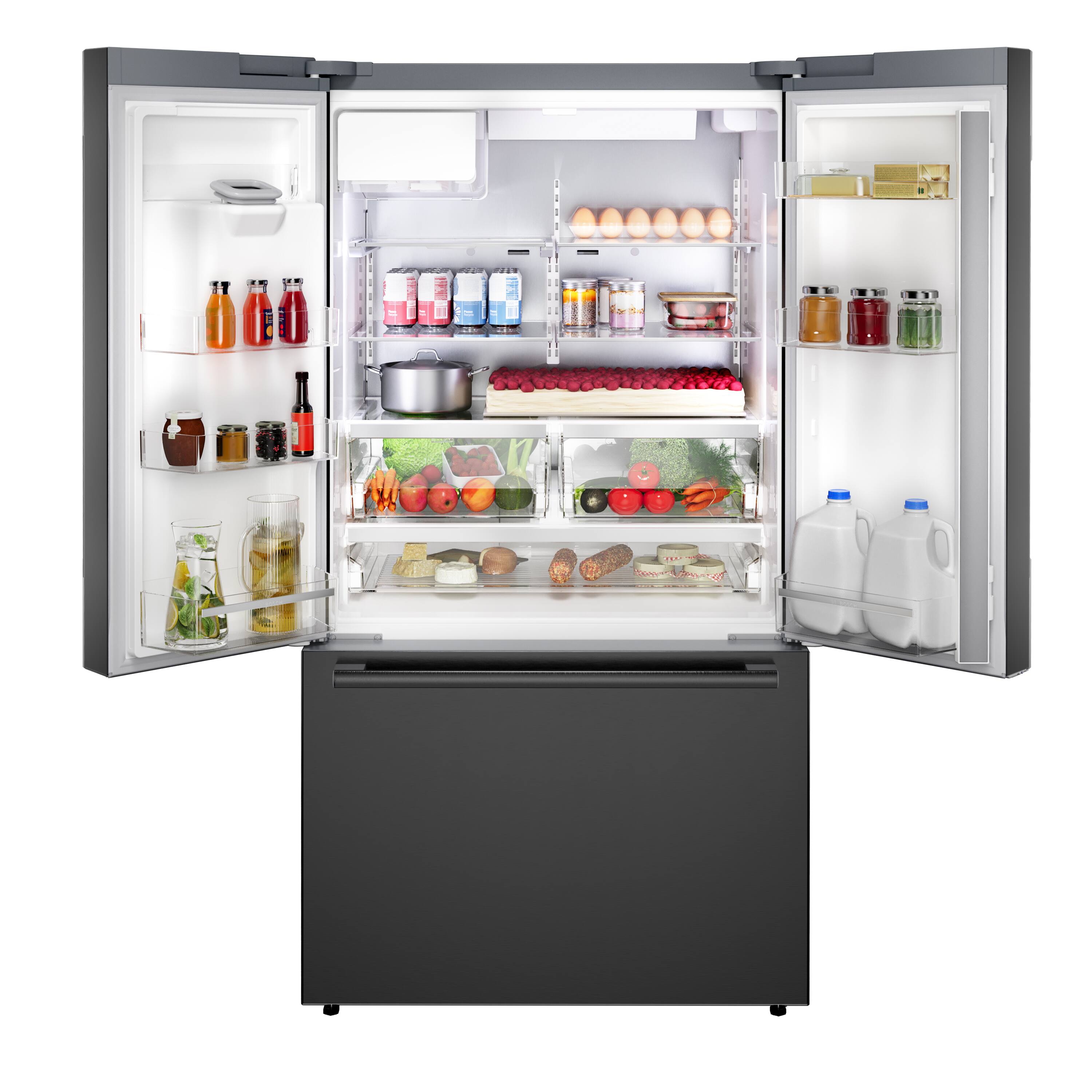 Alt View 5. Bosch - 500 Series 26 Cu. Ft. 3-Door French Door Smart Refrigerator with External Water and Ice - Black Stainless Steel.