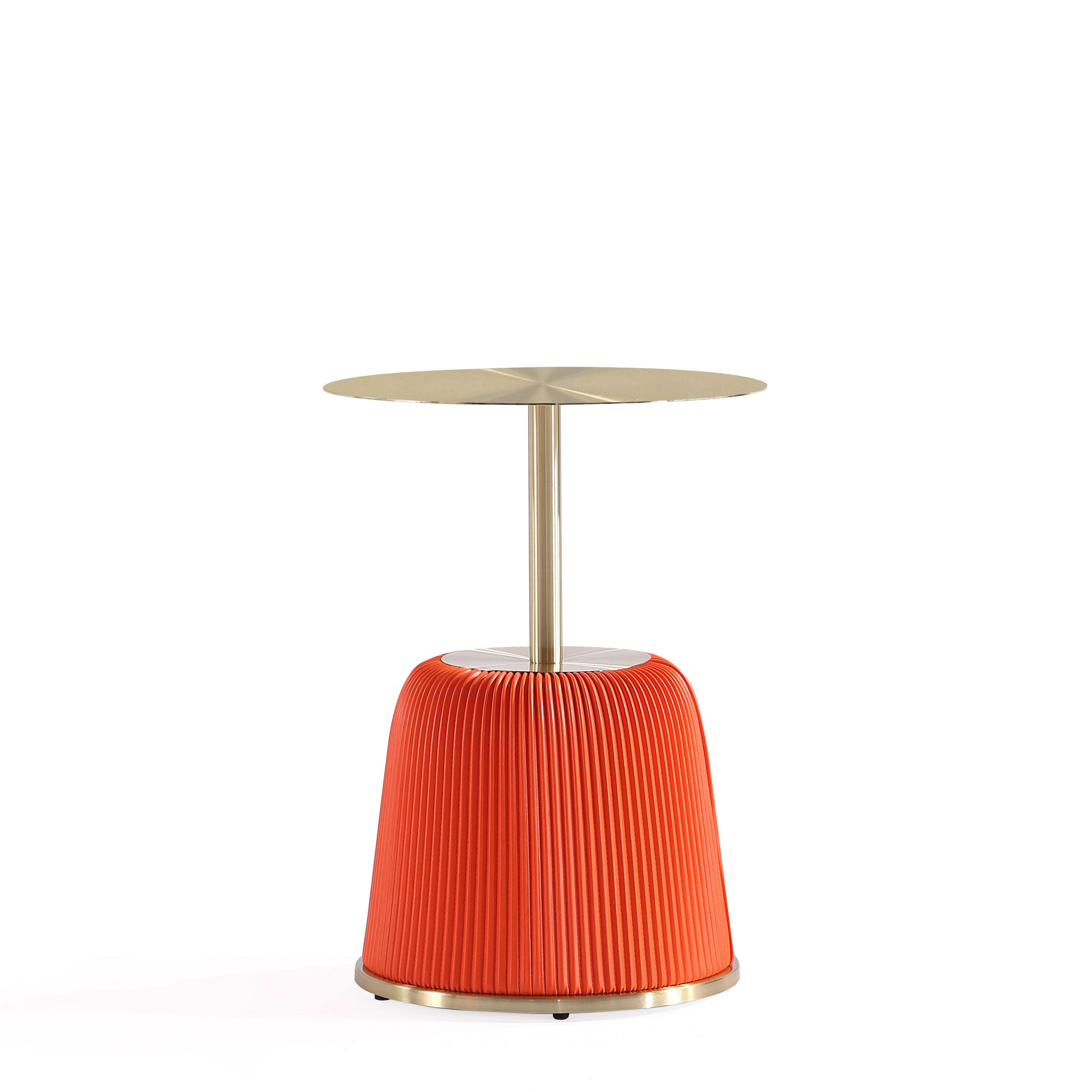 Alt View 5. Manhattan Comfort - Anderson Modern Metal Top Upholstered End Table - Orange.