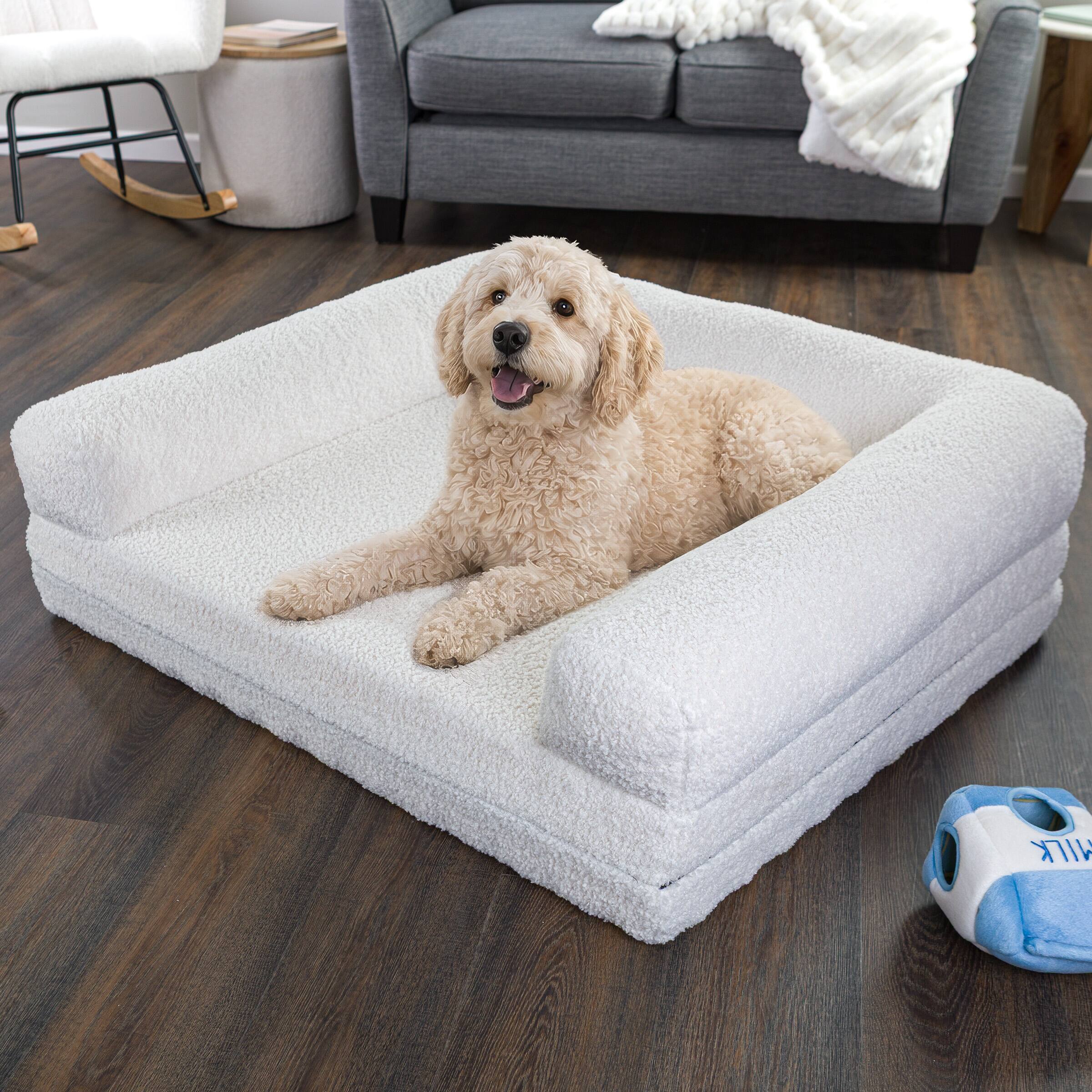 Alt View 6. PetMaker - Human Dog Bed 74” x 41” x 9” Human Sized Dog Bed for Large Dogs and Adults with Supportive Egg Foam and Bolster - Cream.
