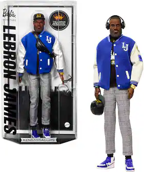 The text on the image reads "Ballie, MI SIGN TURE THELEBRON JAMES FAMILY FOUNDATION IJ LEBRON JAMES MATTEL KENBASSADORS."
