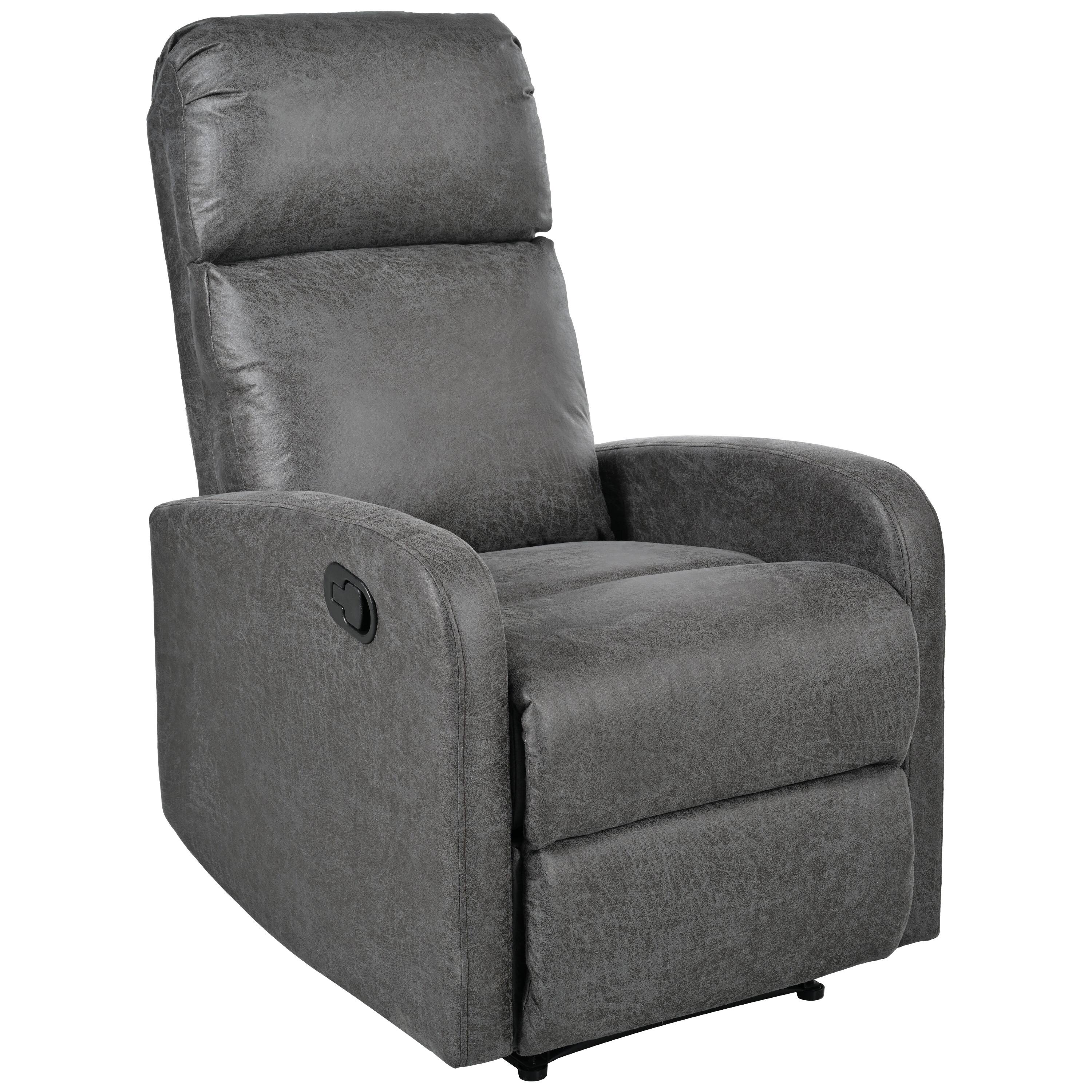 Alt View 6. APRILSOUL - Modern Recliner Manual Home Theater Chair Adjustable Backrest Slate Grey - Gray.