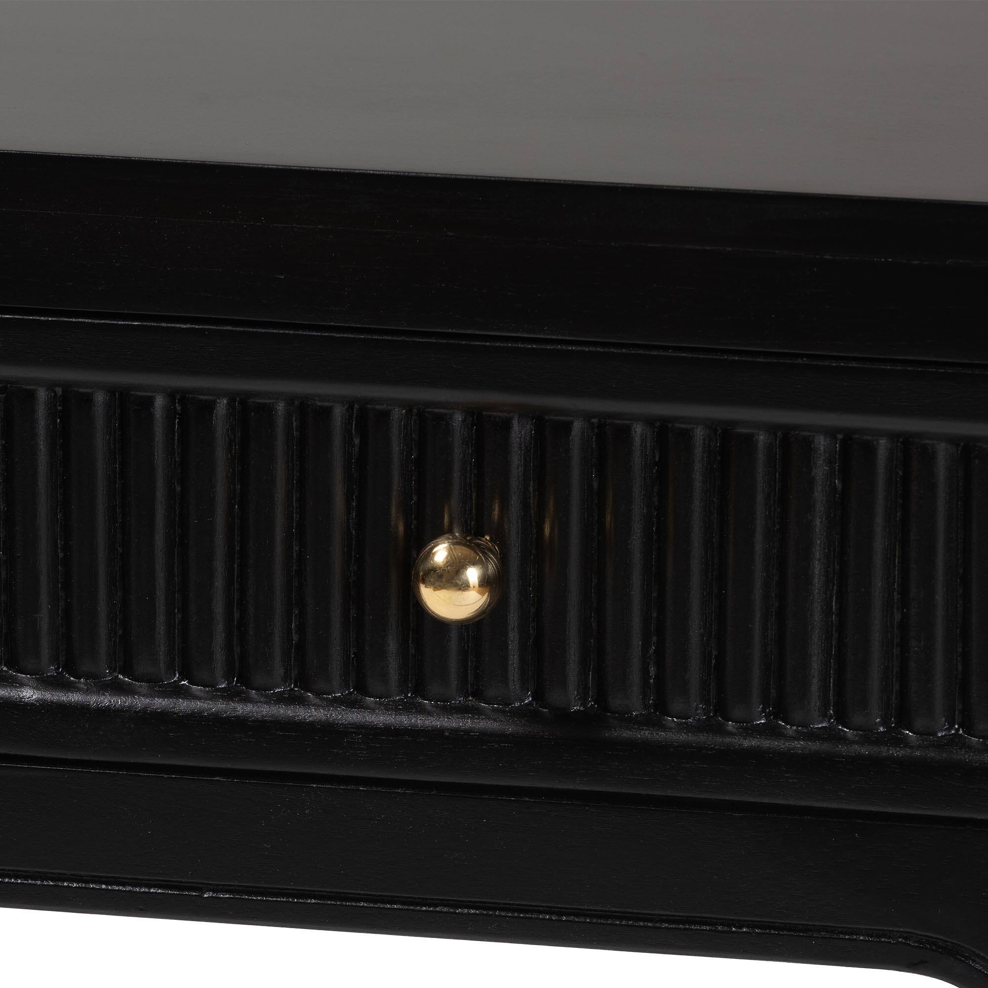 Alt View 2. bali & pari - Leah Console Table - 3-Drawer Accent Table with Fluted Wood Detailing for Living Room, Hallway, or Entryway - Black.