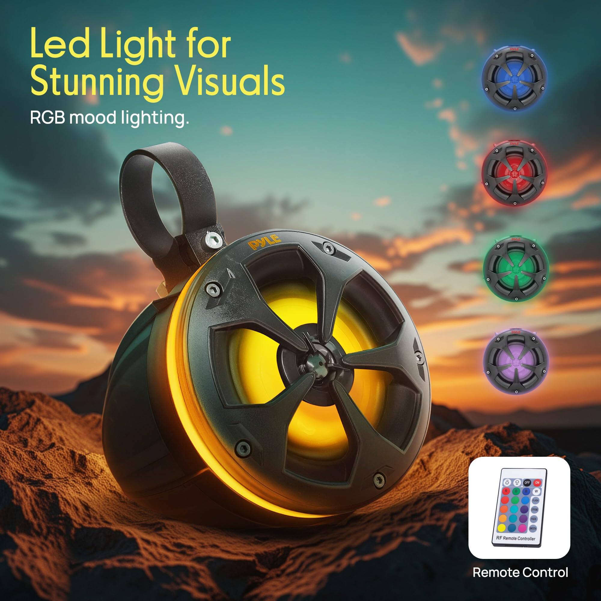 Led Light for Stunning Visuals  
RGB mood lighting.  
PYLE  
Remote Control