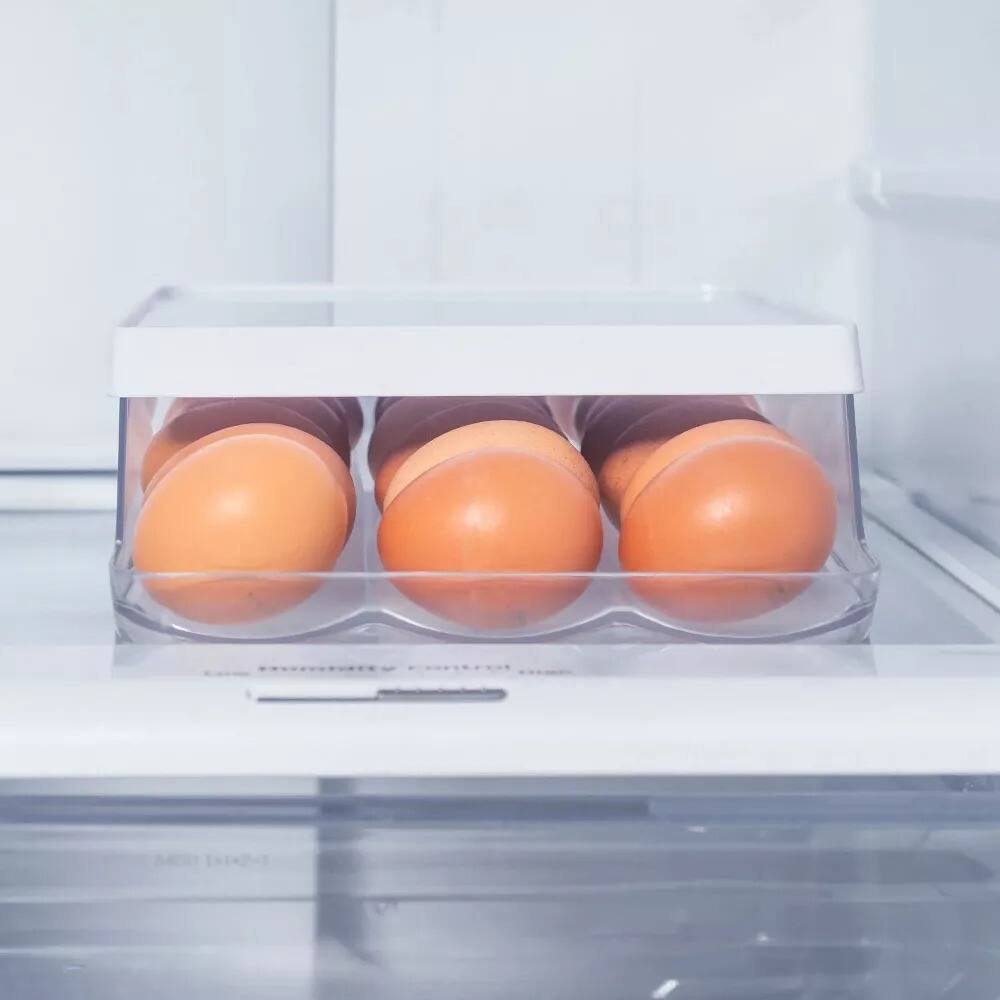 Alt View 1. OU - OU Egg Holder for Fridge, Rolling Egg Organizer for Refrigerator Organization, Clear Kitchen Storage.