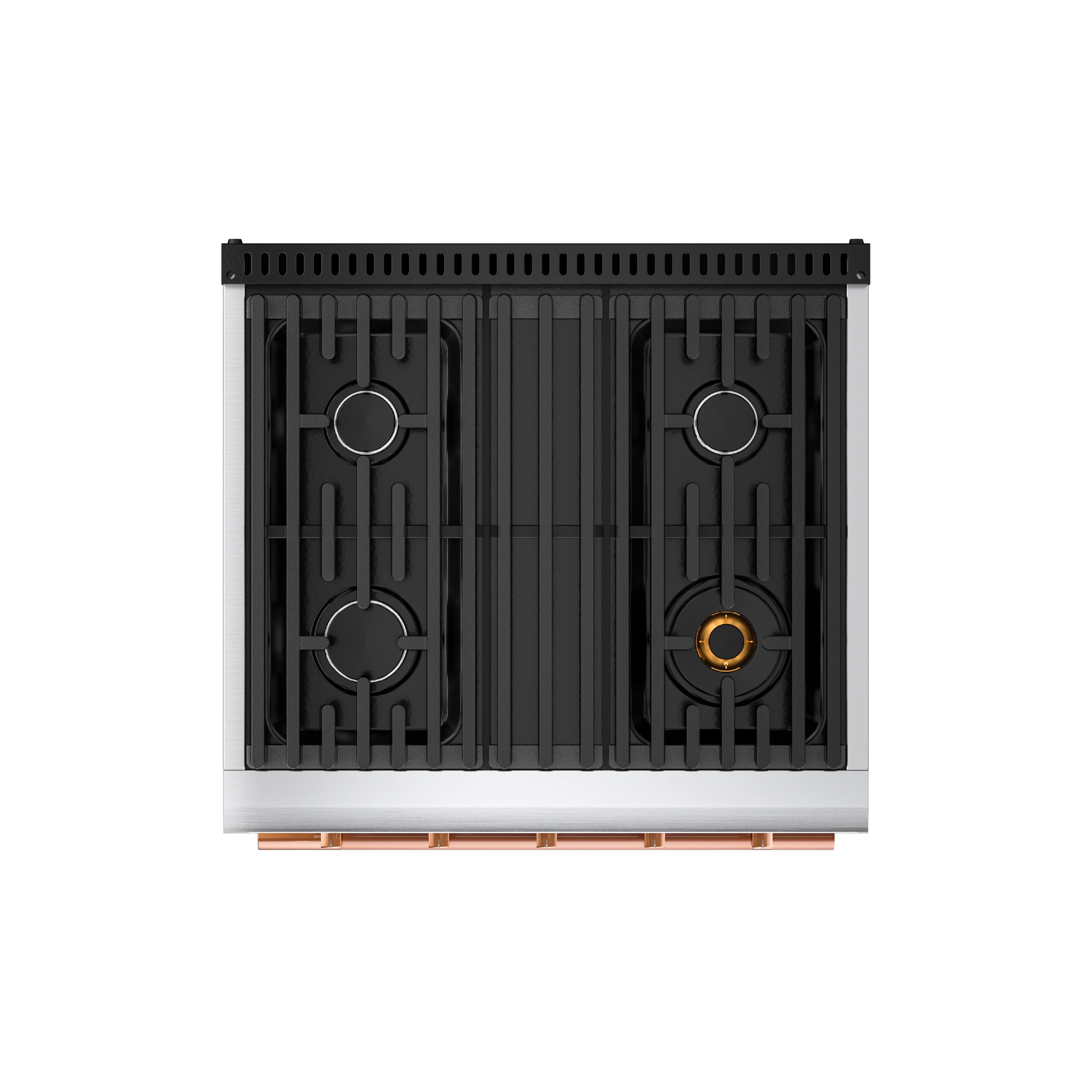 Alt View 6. Hauslane - 30" Rose Gold Gas Range 4 Burners (20,000 BTU) 4.2 cu.ft Convection Oven 5 Racks Convertible NG/LP - Rose Gold.