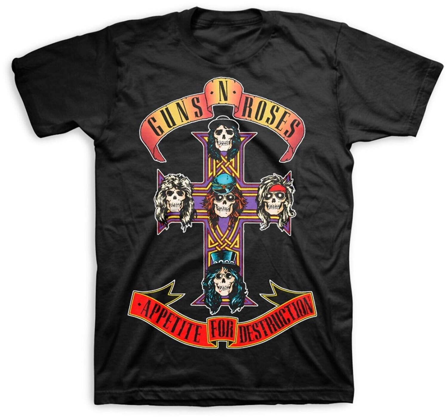 PopMarket - Guns N Roses - Guns N' Roses - Appetite For Destruction Jumbo Logo T-Shirt - Large Black 1216127205 - APPAREL - Multicolor