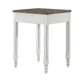 Liberty Furniture Industries - Corner Filler Table European Traditional - Antique White & Weathered Bark