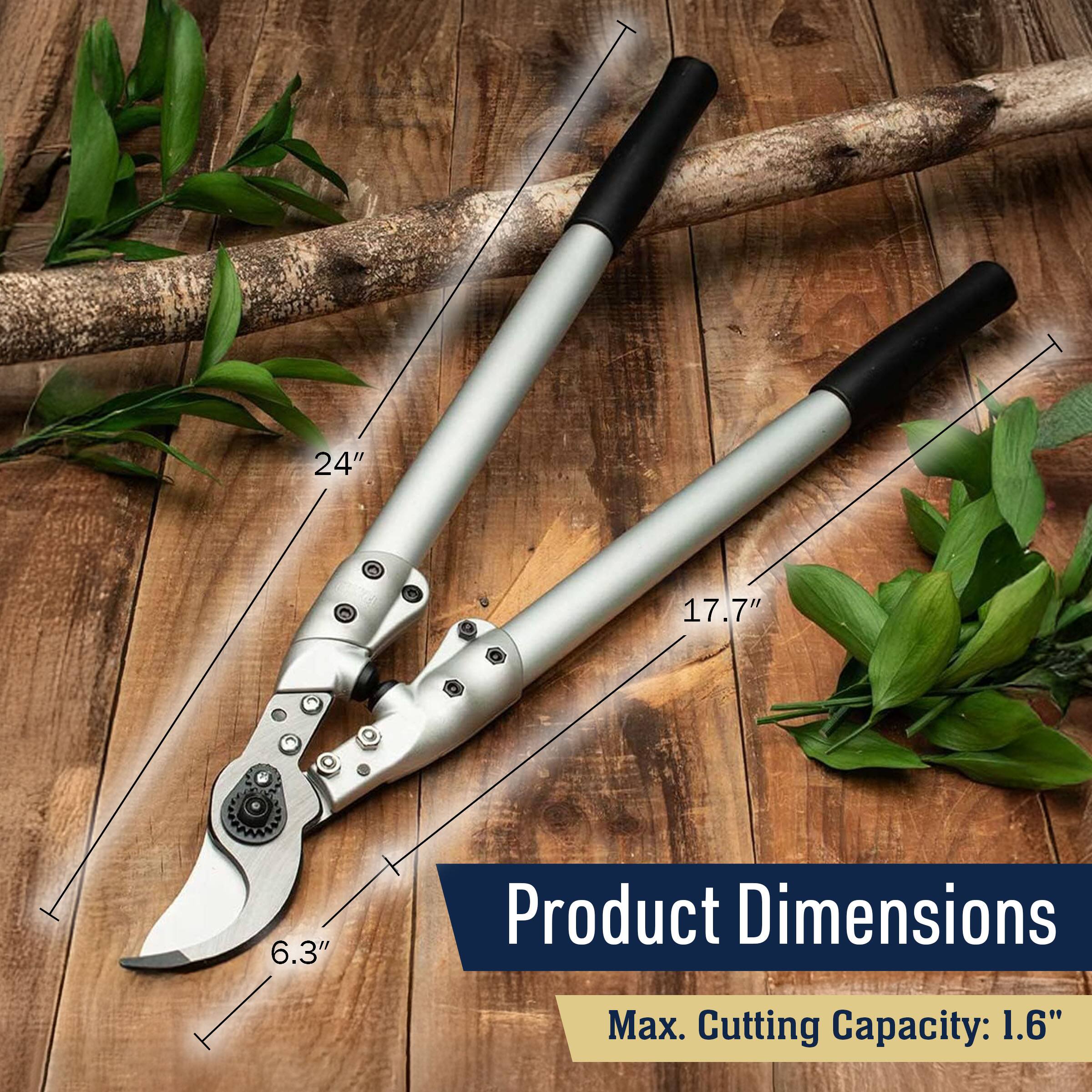 Product Dimensions  
Max. Cutting Capacity: 1.6"  

24"  
17.7"  
6.3"