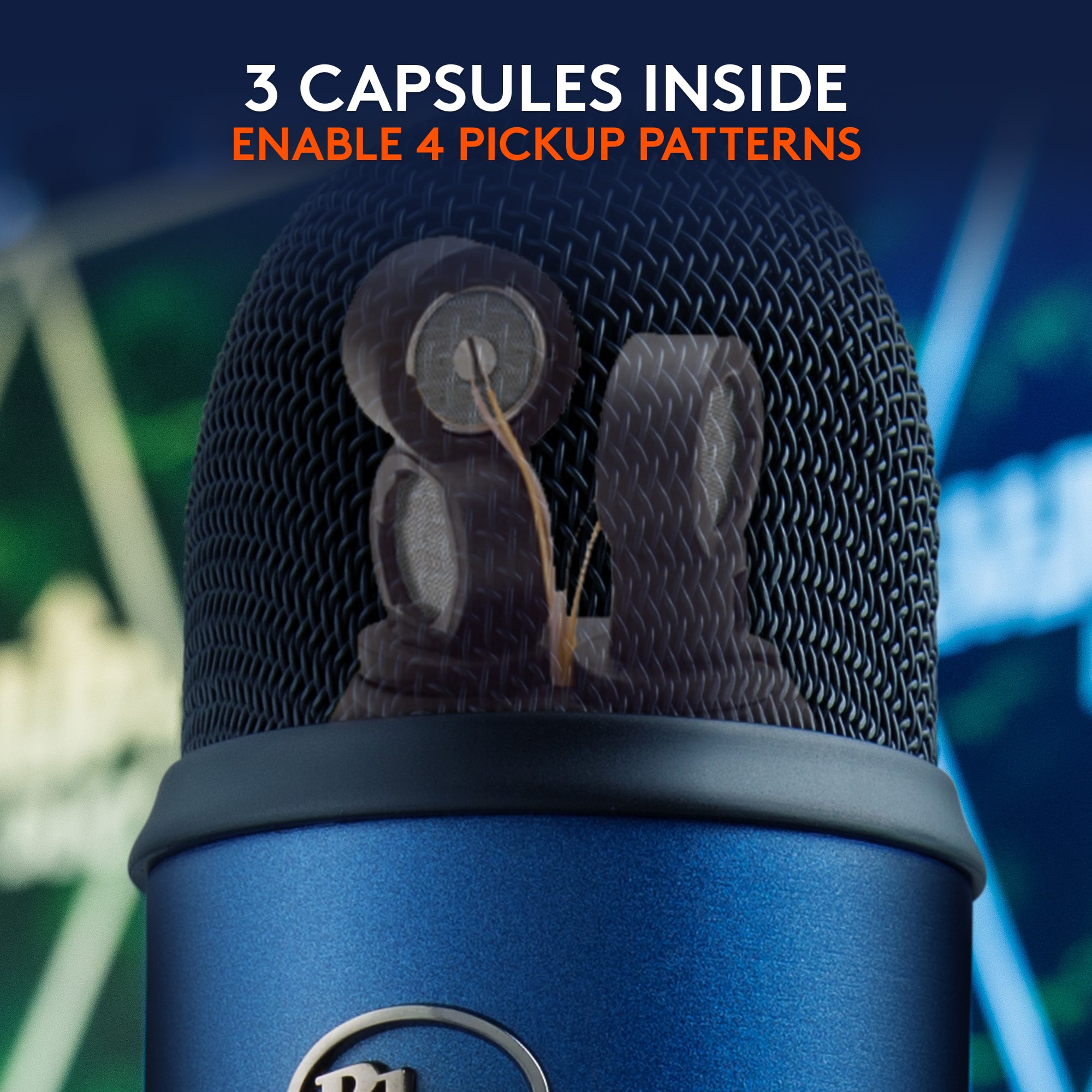 "3 CAPSULES INSIDE ENABLE 4 PICKUP PATTERNS 8 M"