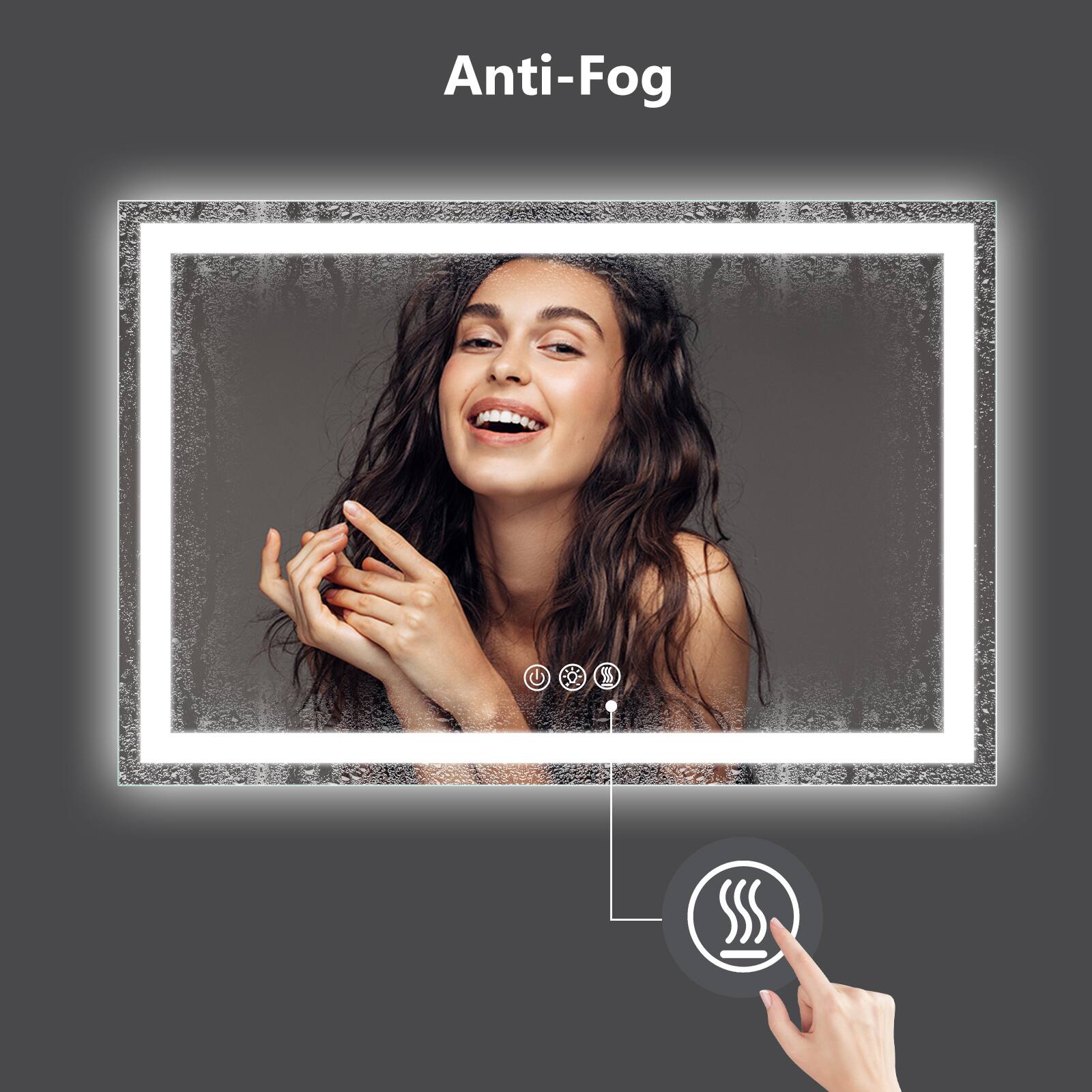 Back. LOVMOR - Lovmor 28x36 Inch LED Bathroom Mirror with Anti Fog Dimmable Lights 3 Color Temperature Memory Function ETL Certified - slive.