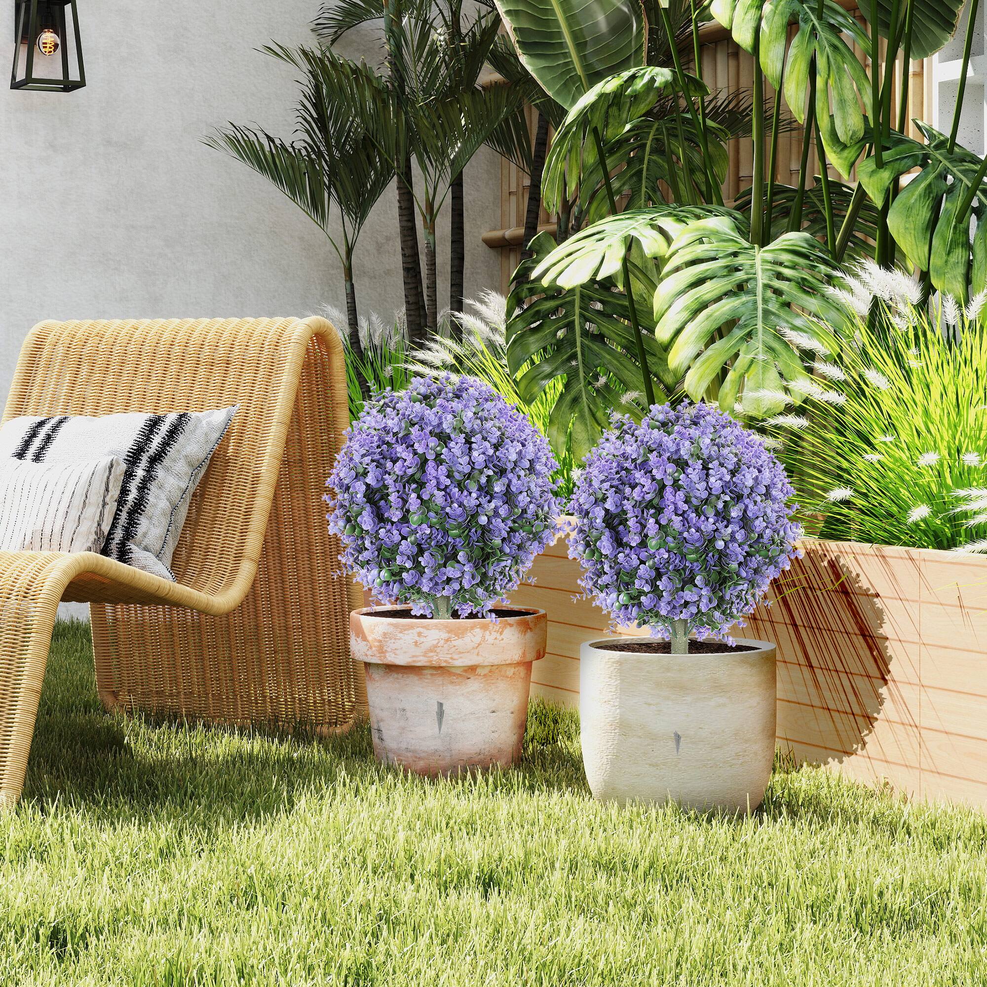 Alt View 8. Homcom - Pack 1.3ft Artificial Ball Eucalyptus Topiary with Ground Stake - Purple.