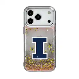 Keyscaper - NCAA - Illinois Fighting Illini Linen Logo iPhone Glitter Case - 14 - Multicolor