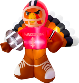 GOOSH Inflatables - GOOSH 6FT Turkey Football Inflatable with LED Lights, Thanksgiving Outdoor Décor - Brown