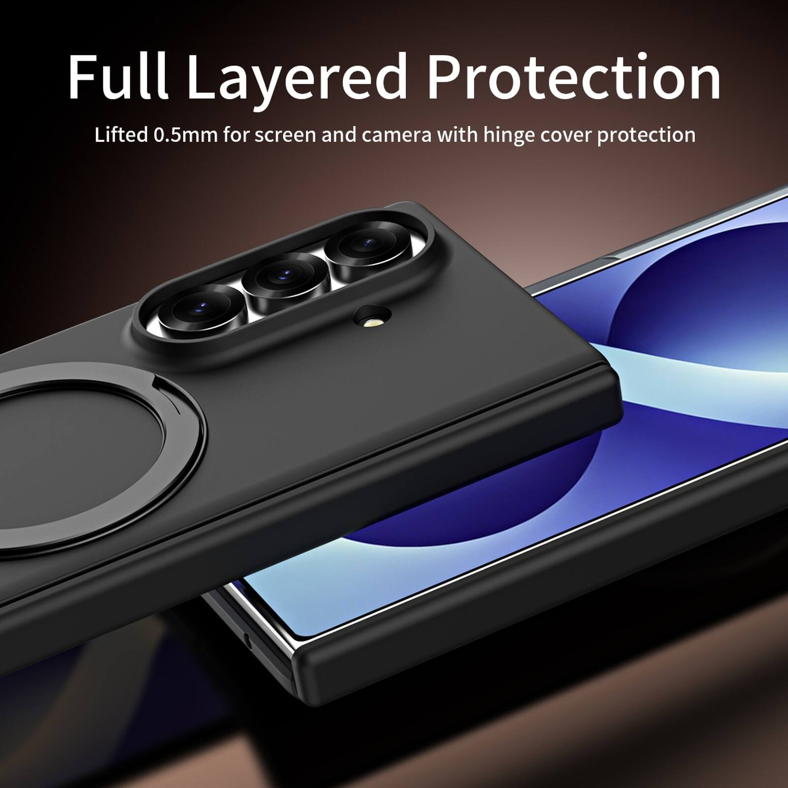 Full Layered Protection  
Lifted 0.5mm for screen and camera with hinge cover protection