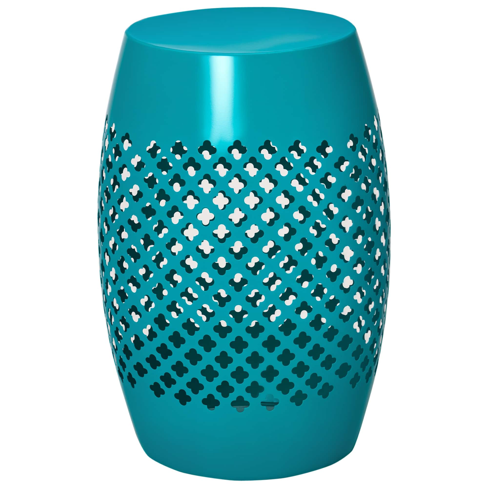 Outsunny - 12.5" Steel Outdoor Side Table, Round Hollow Drum Patio End Table, Accent Table for Indoor and Outdoor - Blue