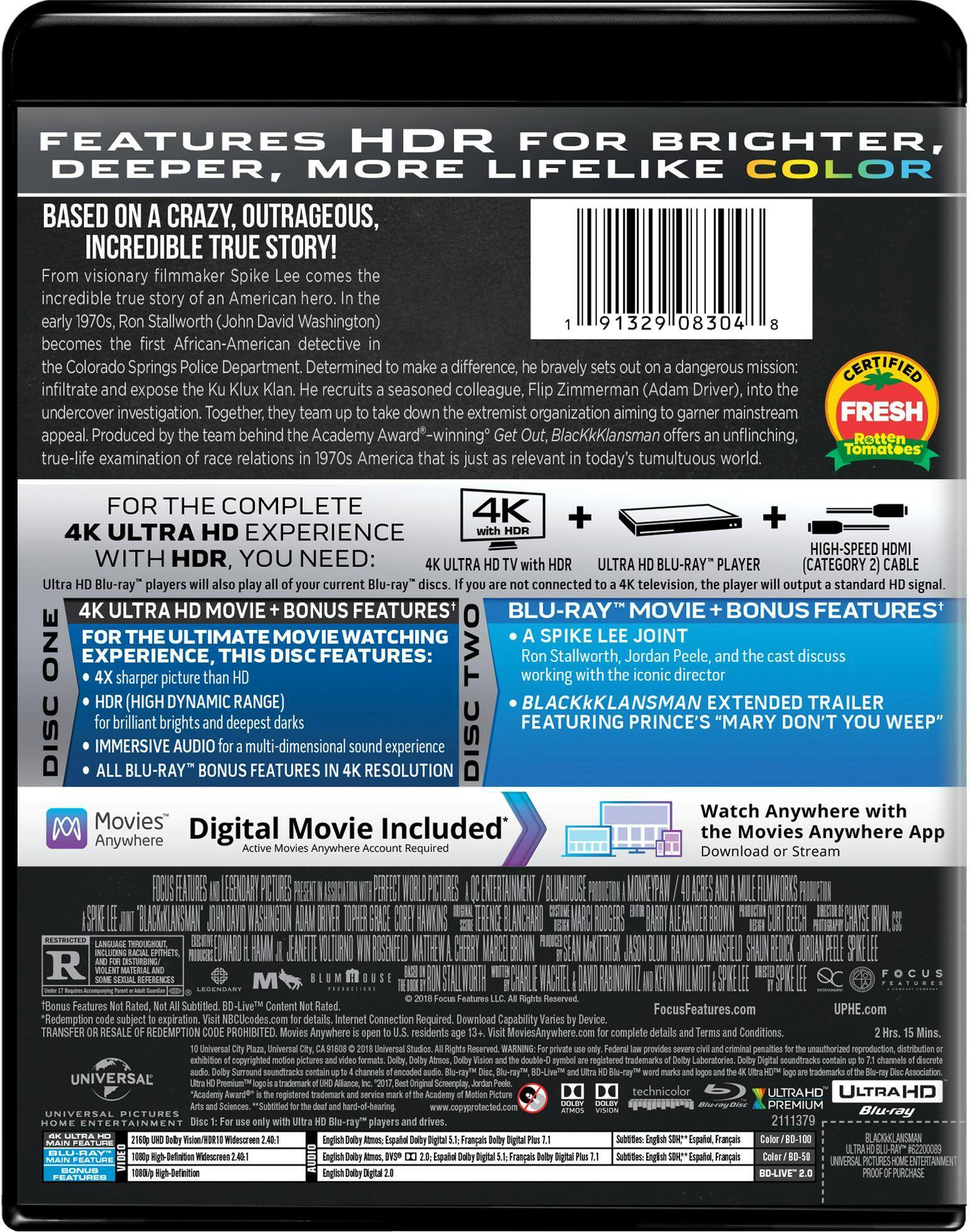 Back. BlackkKlansman (4K Ultra HD) [UHD].