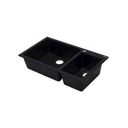 Alfi - brand 34 Double Bowl Drop In Granite Composite Kitchen Sink - Black