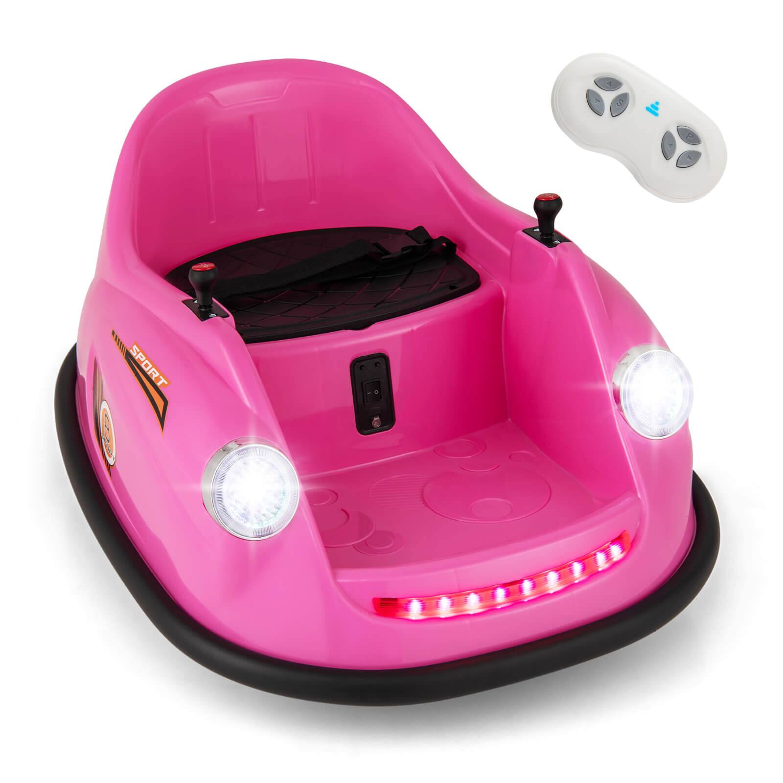 Costway - Ride on Bumper Car for Kids with Remote Control 361 Degree Spin LED Light - Pink