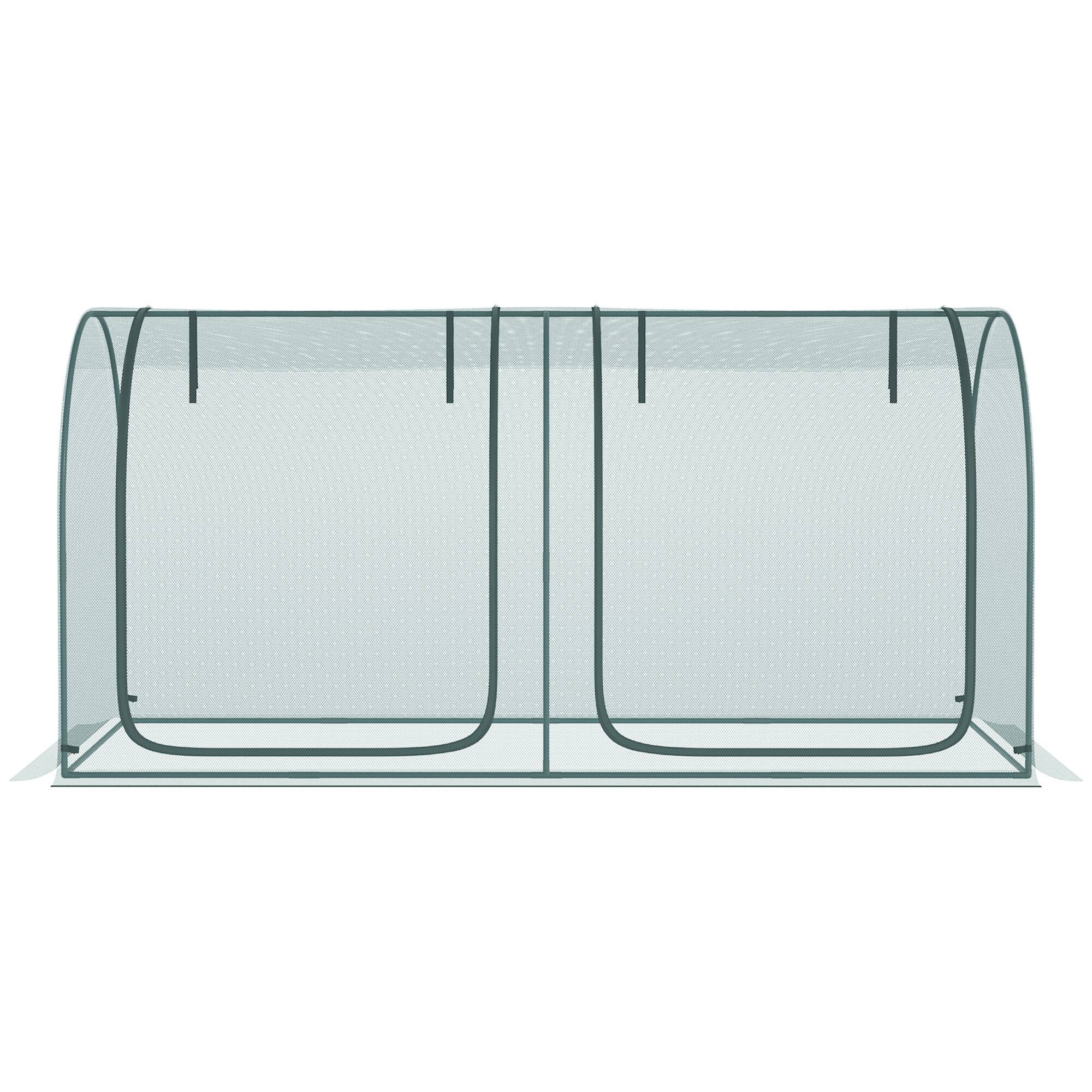 Alt View 7. Outsunny - 8' x 4' Crop Cage, Plant Protection Tent with Two Zippered Doors, Storage Bag and 4 Ground Stakes - Green.