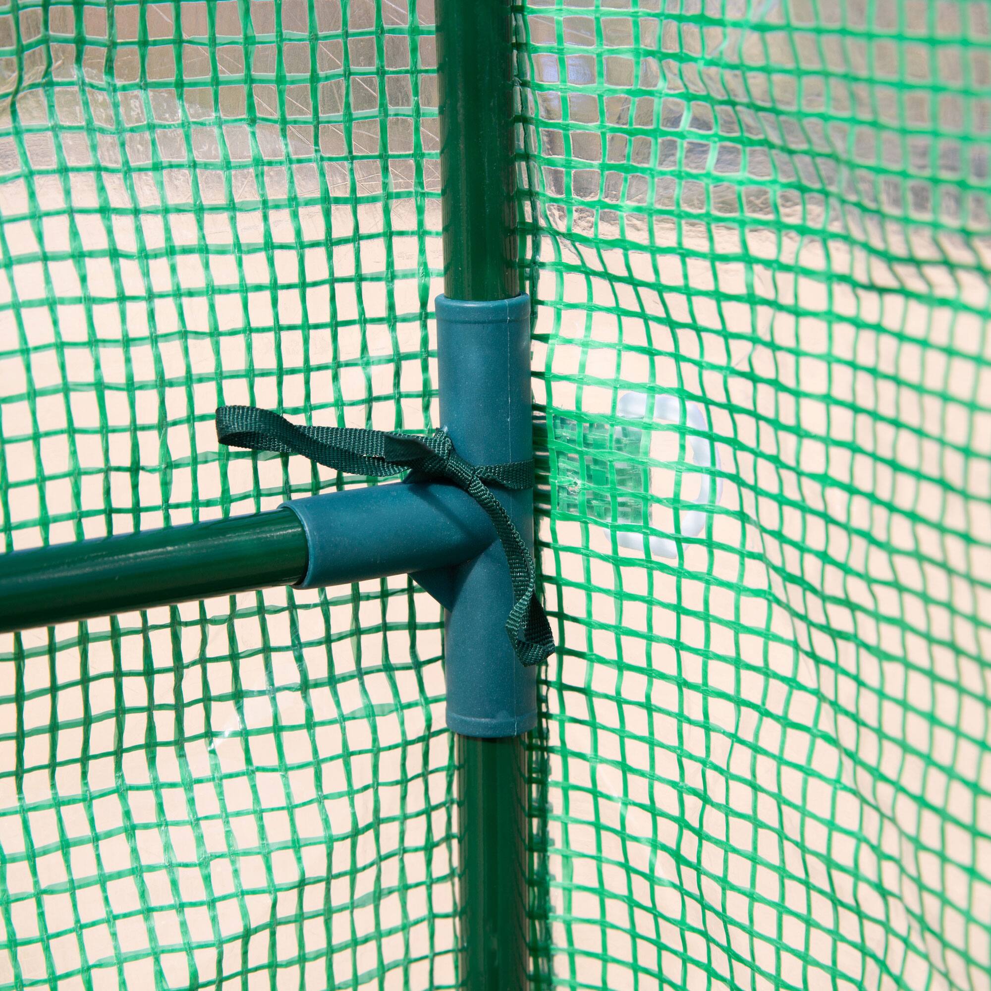 Alt View 8. Outsunny - 7' x 5' x 6' Walk-in Greenhouse for Outdoors with Mesh Door and Windows, 18 Shelf Hot House with Trellis, Plant Labels.